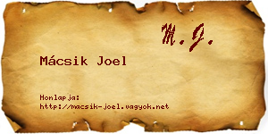 Mácsik Joel névjegykártya