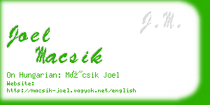 joel macsik business card